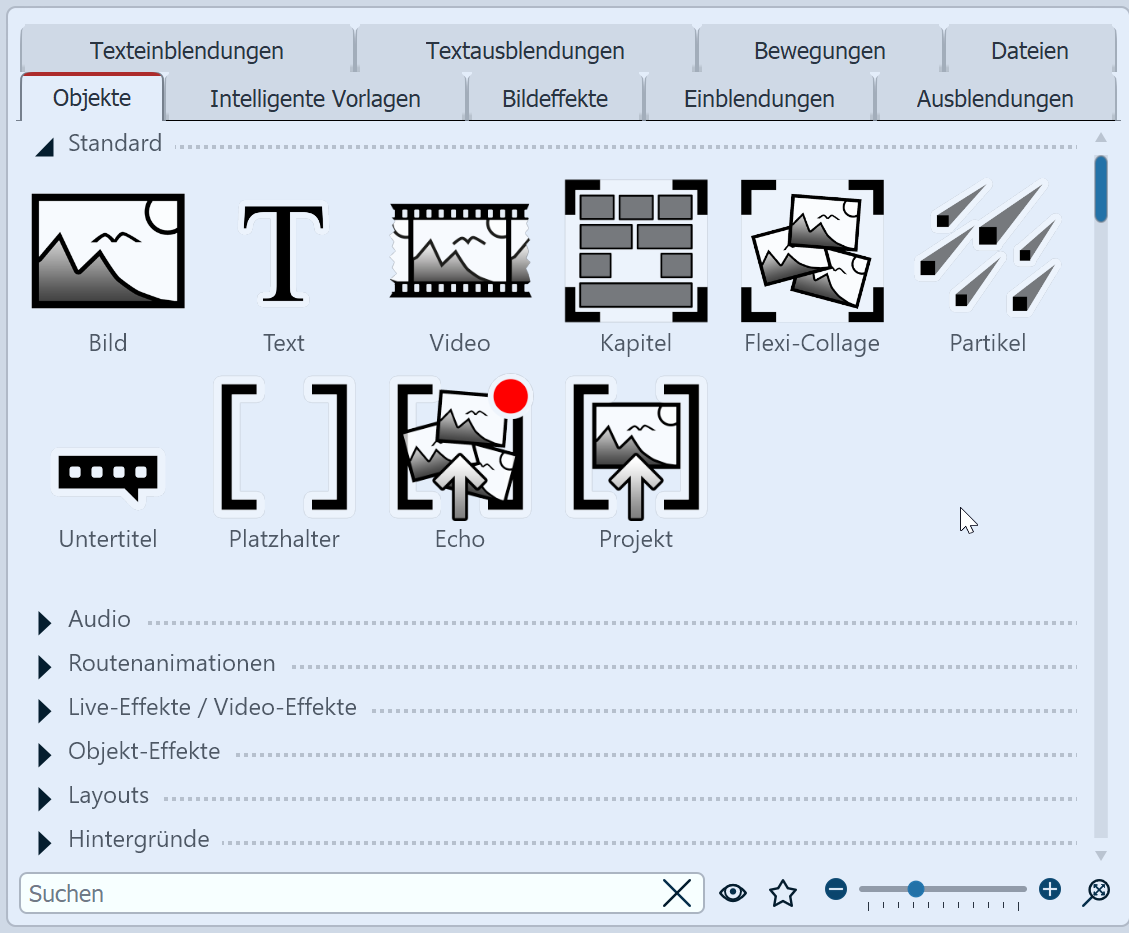 Objekte in der Toolbox