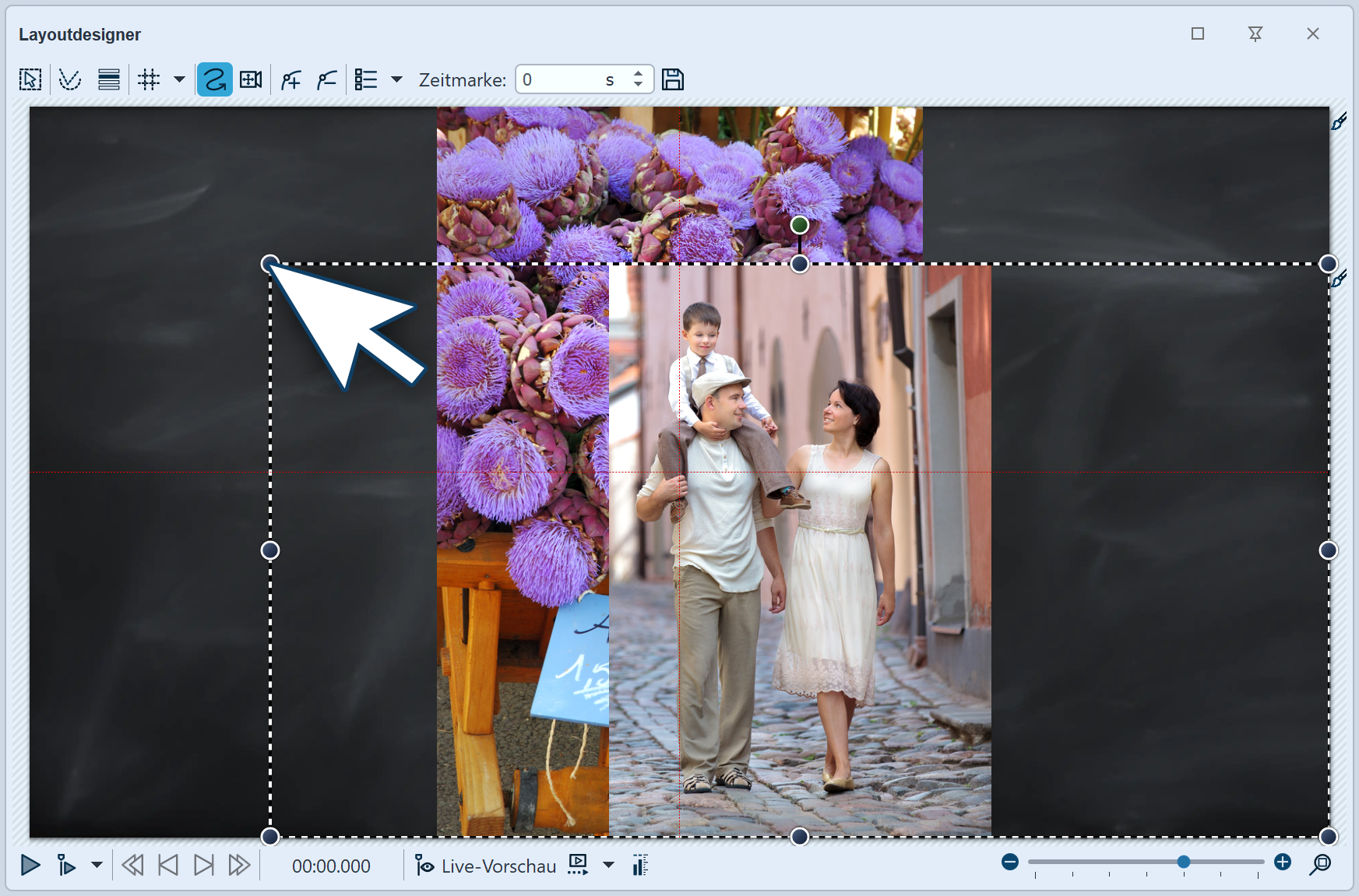 Bilder im Layoutdesigner verkleinern und positionieren