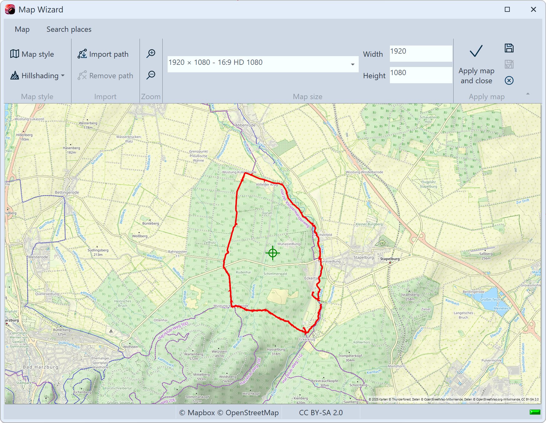 Imported path on map