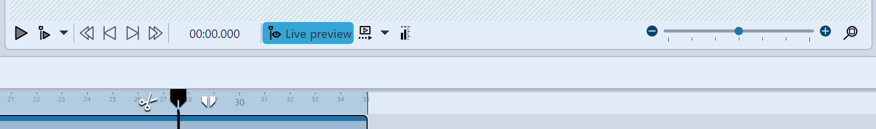 Live preview icon in the Player control panel Live preview icon in the Player control panel