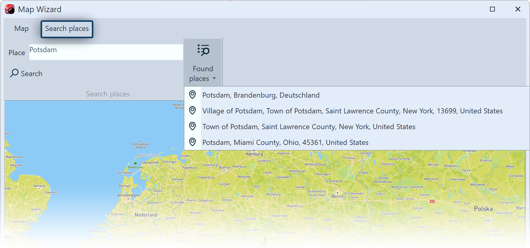 Search in Map Wizard Search in Map Wizard