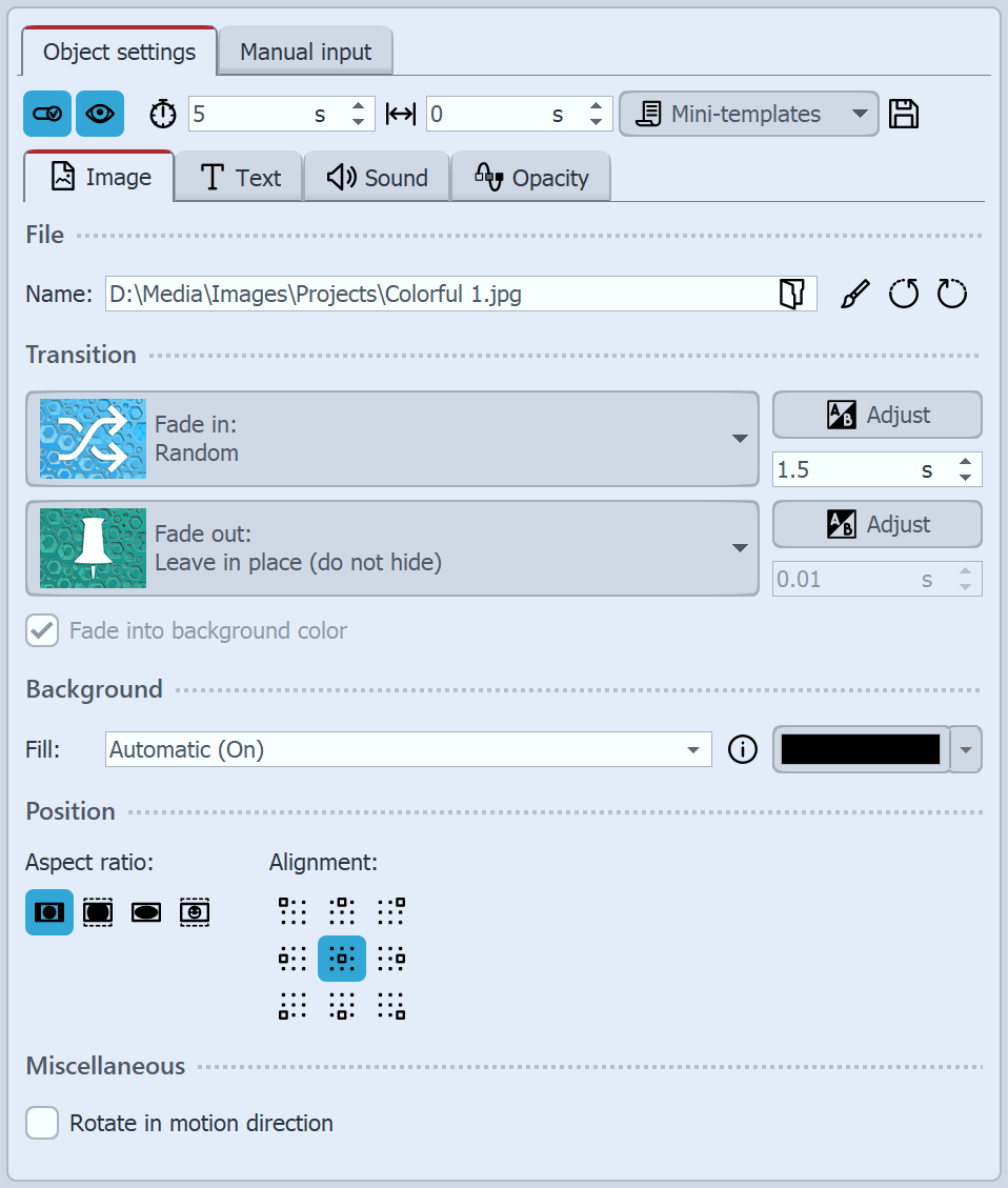 Properties of an image object Properties of an image object