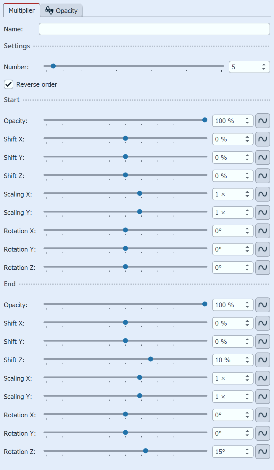 Multiplier settings