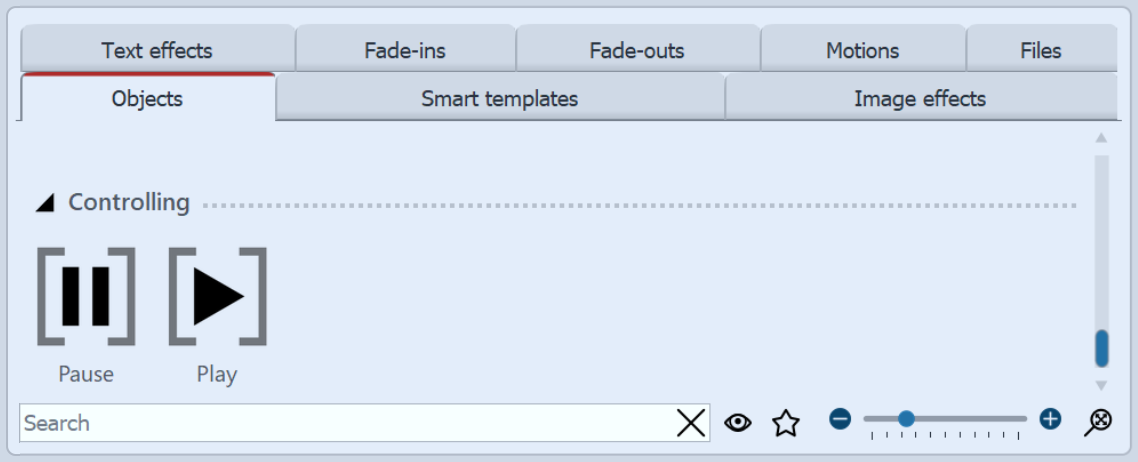 Pause and Play object in the Toolbox Pause and Play object in the Toolbox