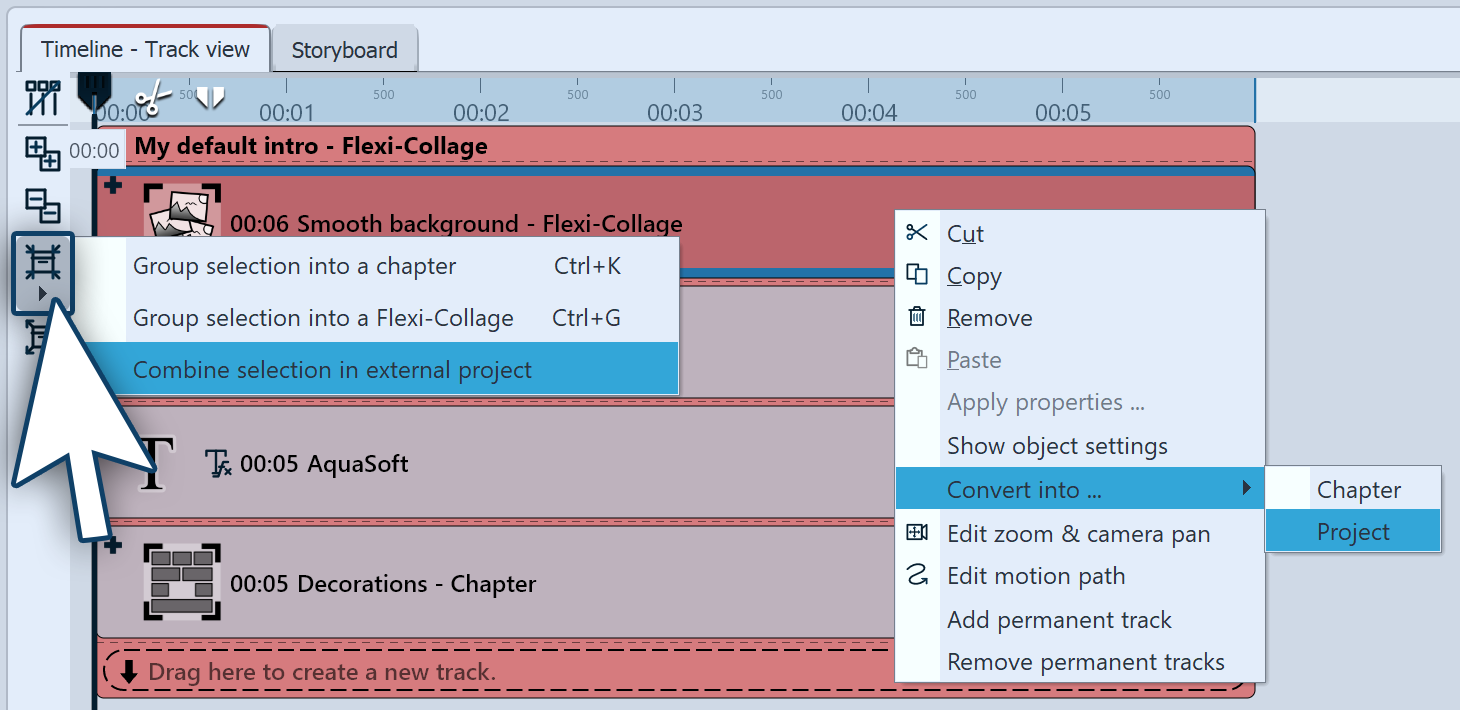 Export selection as project