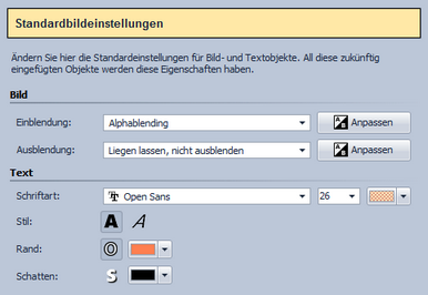 Standard-Einstellungen festlegen