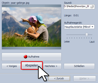 Aufgenommenen Kommentar anhören