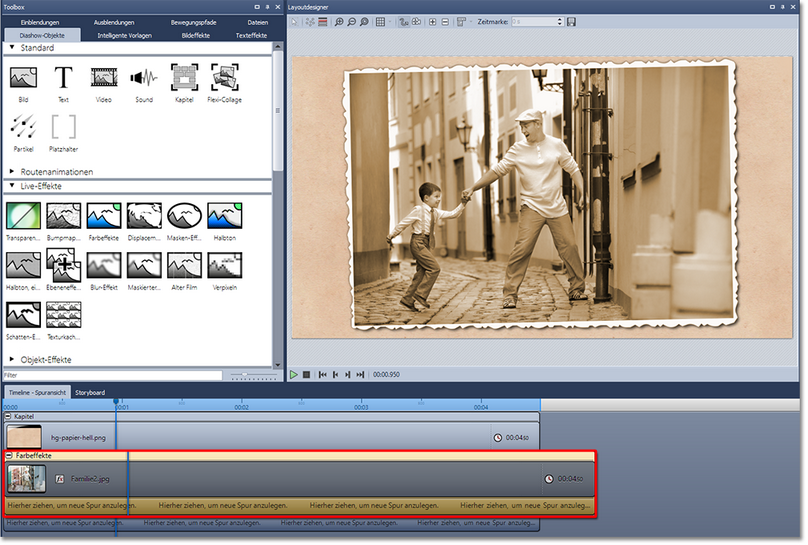 Alte Postkarte mit Farbeffekt