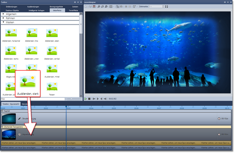Transparentes Glühen mit Maske