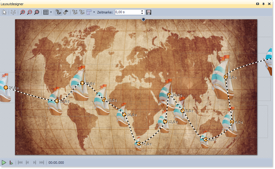 Bewegungspfad mit Größenänderungen