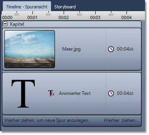 Text-Spur unter Bild