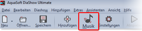Schalter "Musik" in der Toolbar