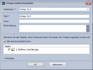 Einstellungen für eigenes Objekt