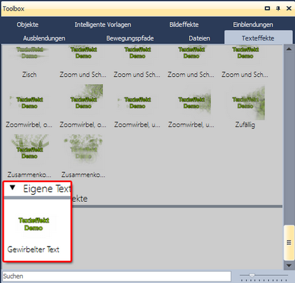 Eigener Texteffekt in der Toolbox
