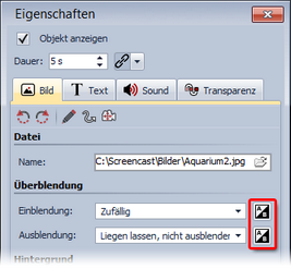 Ein- bzw. Ausblendung anpassen