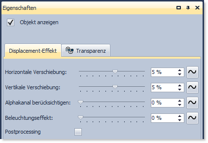 Einstellungen für Displacement-Effekt