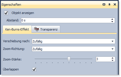 Einstellungen für Ken-Burns-Effekt