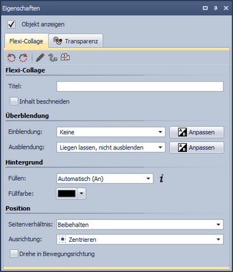 Einstellungen für Flexi-Collage