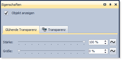 Einstellungen für Größe und Stärke