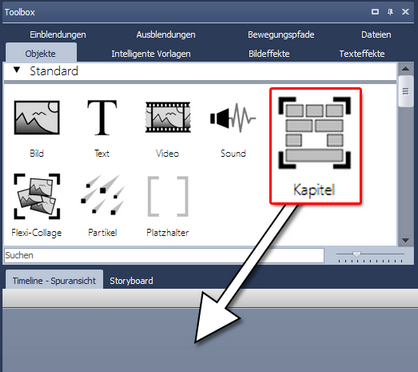 Kapitel in Timeline ziehen