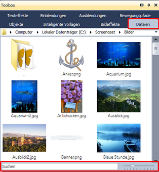 Dateibrowser in der Toolbox