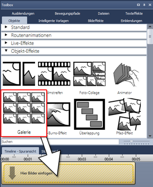 Galerie in Timeline einfügen