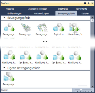 Bewegungspfade in der Toolbox Bewegungspfade in der Toolbox