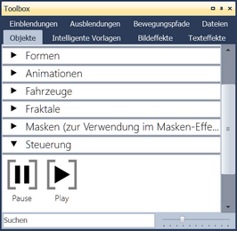 Pause- und Play-Objekt in der Toolbox