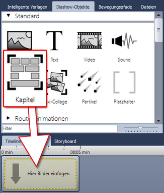 Kapitel in Timeline ziehen