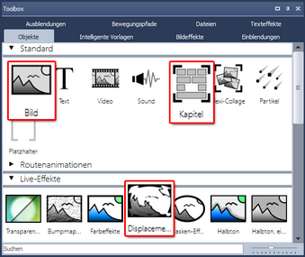 Objekte nacheinander in die Timeline ziehen