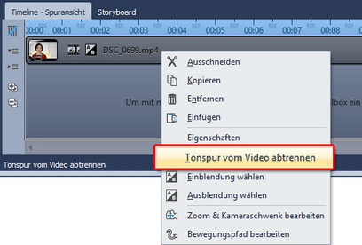 Kontextmenü auf Video-Objekt