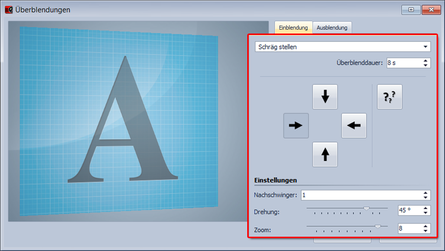 Einblendung anpassen Einblendung anpassen
