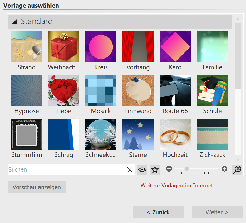 Vorlage auswählen o. Vorschau ansehen