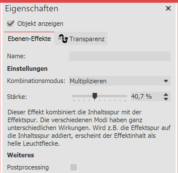 Einstellungen für Ebeneneffekte
