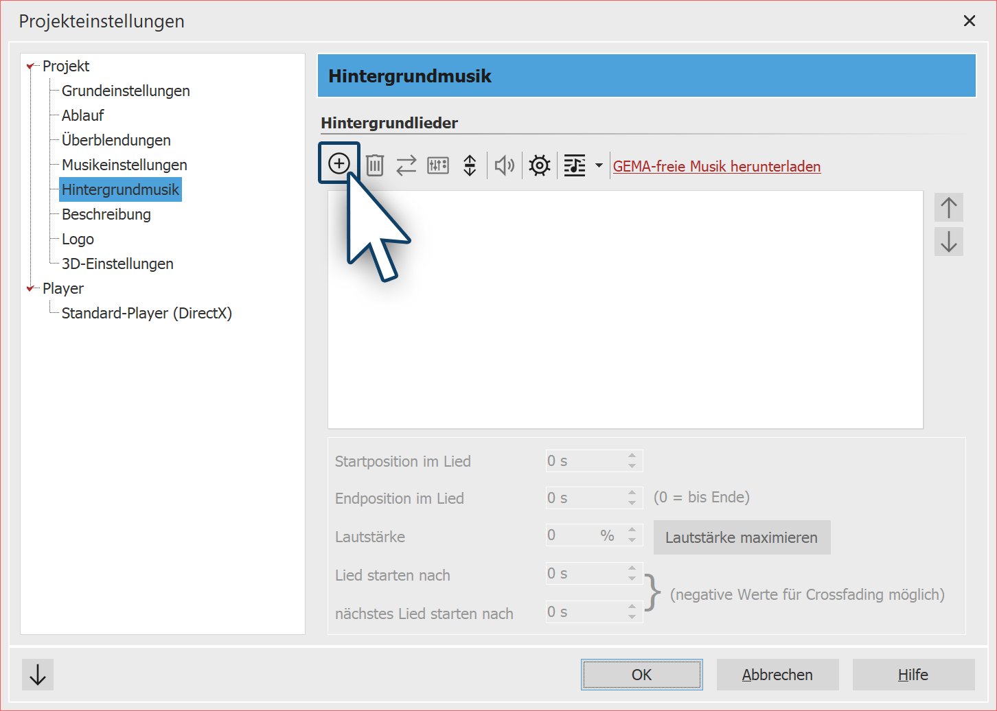 Hintergrundmusik hinzufügen
