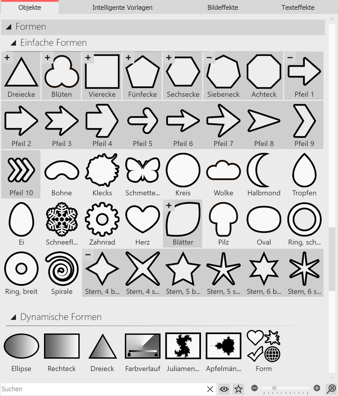 Formen in der Toolbox