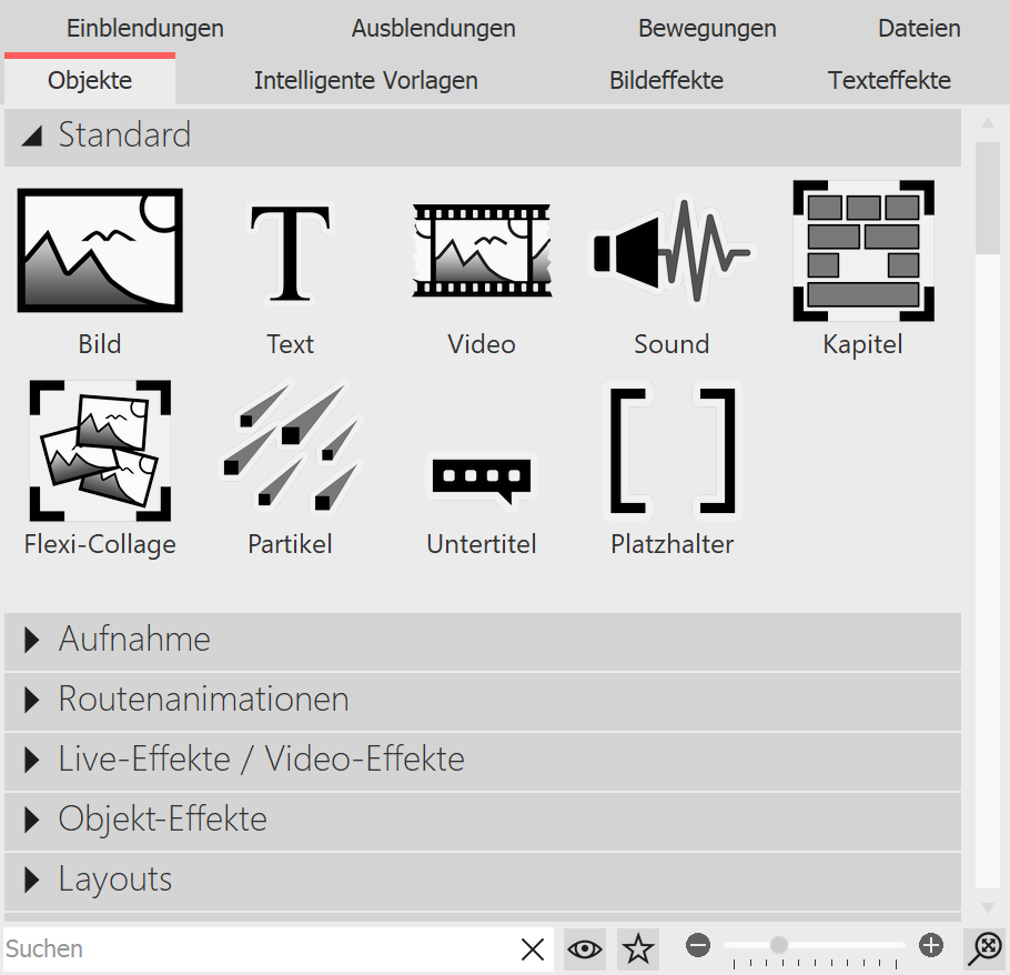 Objekte in der Toolbox