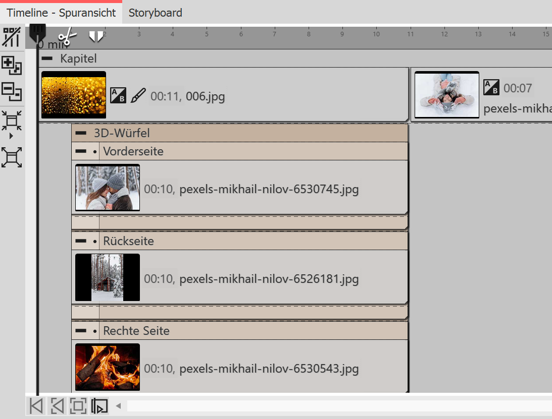 Effekt mit Hintergrund in der Timeline