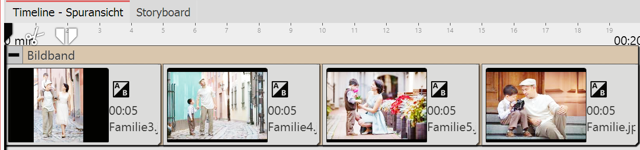 Gefüllter Bildband in der Timeline