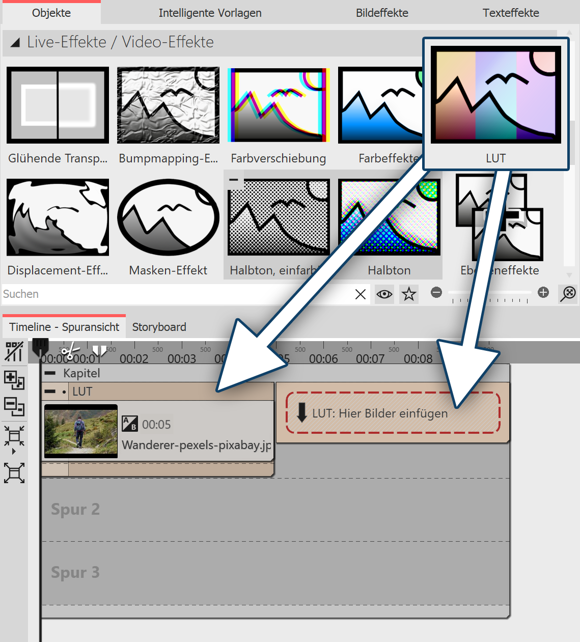 LUT-Effekt in der Timeline