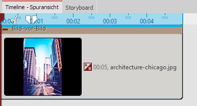 Gefüllter Bild-vor-Bild-Effekt in der Timeline