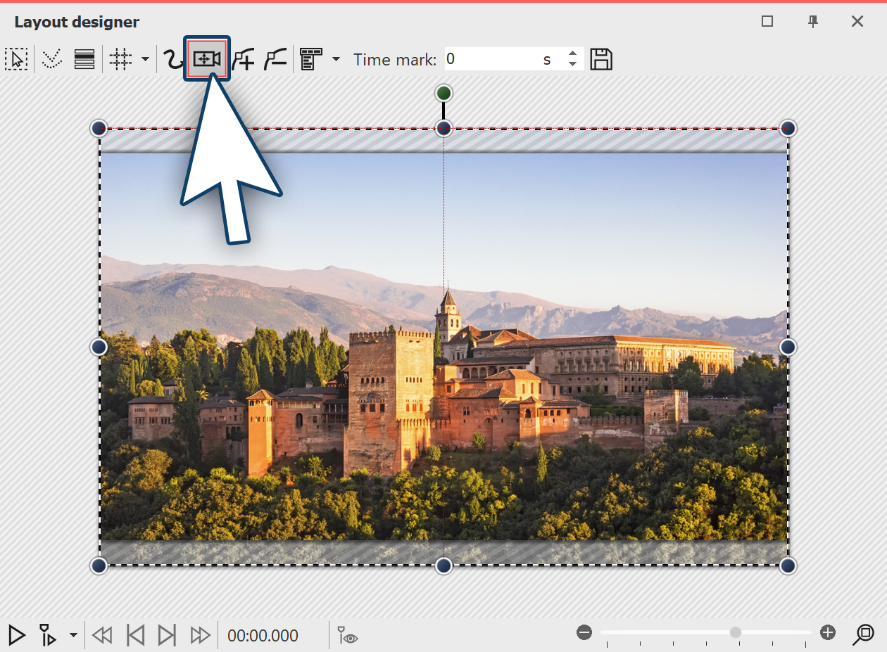 Panoramic image in the layout designer