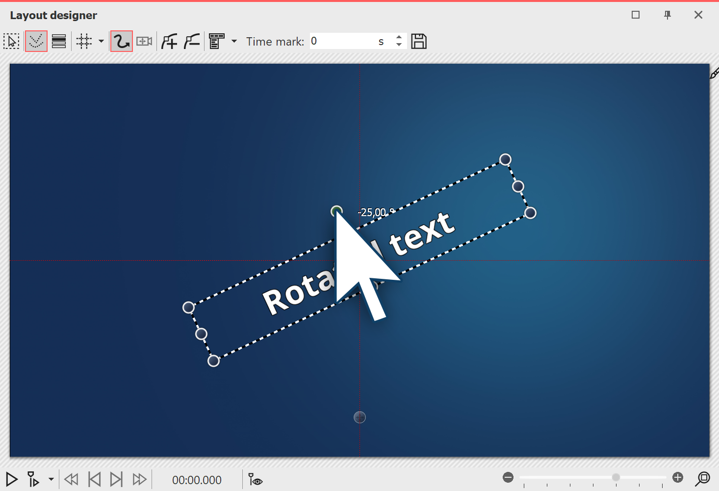 Rotate text in the Layout designer