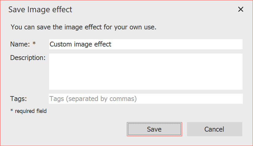 Enter name for image effect