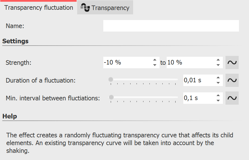 Settings for Transparency fluctuation