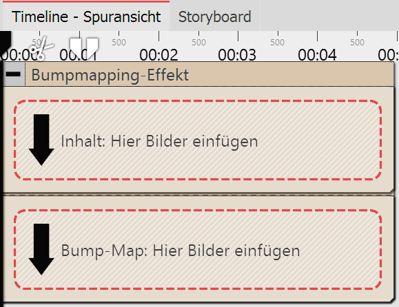 Areas of the bump mapping effect in the timeline