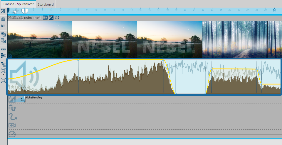 Volume of the video in keyframe track (Stages)