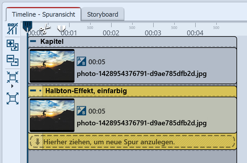 Aufbau in der Timeline