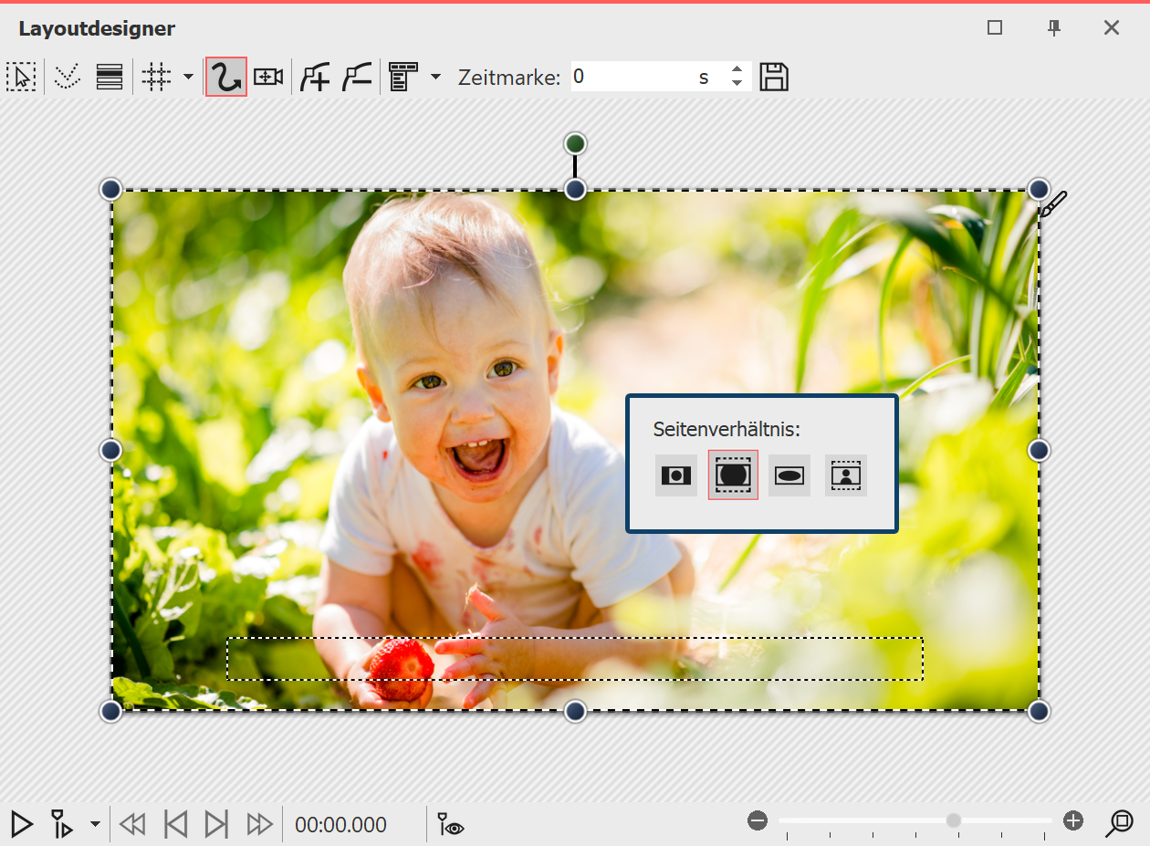 Bild in 16:9 Projekt mit Seitenverhältnis "Zuschneiden"