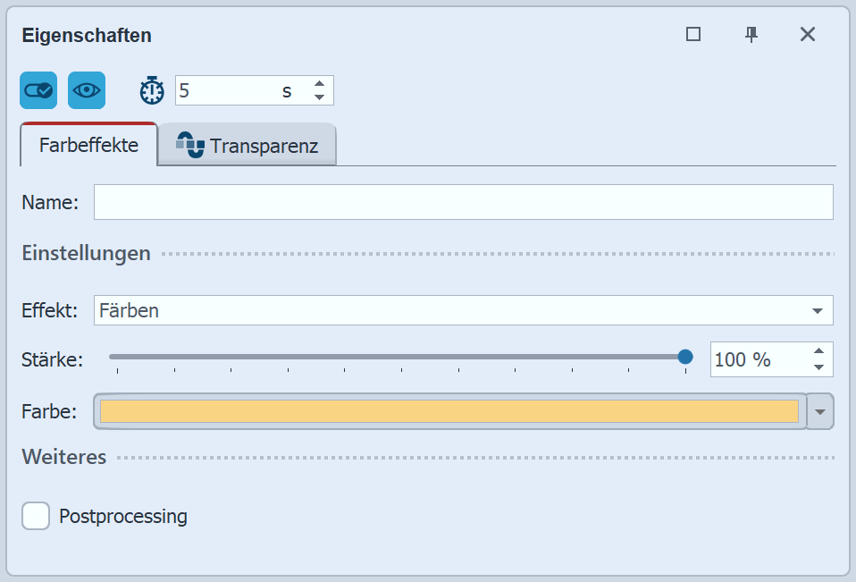 Einstellungen für den Farbeffekt